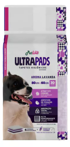 Petlike tapete higiênico para cães ultra pads lavanda 60 por 80cm com 30 unidades